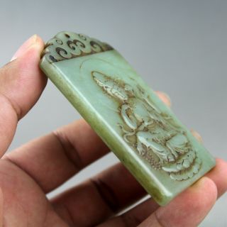3.  1  China old jade Chinese hand - carved ancient Kwan - yin jade pendant 1124 8