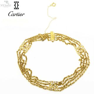 Nyjewel Cartier 18k Yellow Gold Diamond Double C 4 Row Link Bracelet