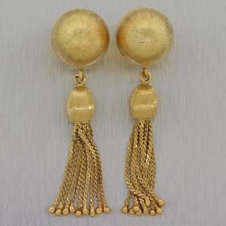 Vintage Estate Solid 18k Yellow Gold Tassel Drop Dangle Stud Earrings 2