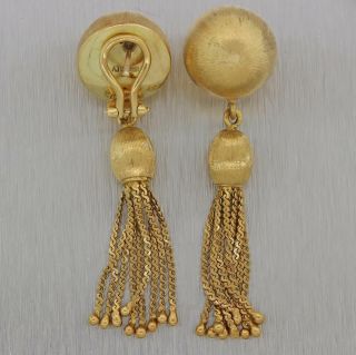 Vintage Estate Solid 18k Yellow Gold Tassel Drop Dangle Stud Earrings 3