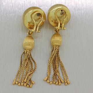 Vintage Estate Solid 18k Yellow Gold Tassel Drop Dangle Stud Earrings 4