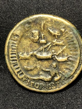 Ancient Coin Nero Bronze Sestertius Port Of Ostia Paduan 24.  7 G Later Aftercast