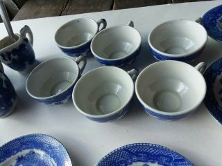 Vintage Blue Willow Childs Porcelain Tea party Set 24 dishes made in Japan 1957 3