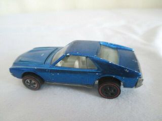 Old 1968 REDLINE HOT WHEELS Blue AMX Custom Vintage Toy Car 3