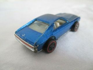Old 1968 REDLINE HOT WHEELS Blue AMX Custom Vintage Toy Car 5