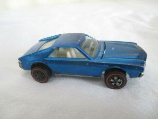 Old 1968 REDLINE HOT WHEELS Blue AMX Custom Vintage Toy Car 6