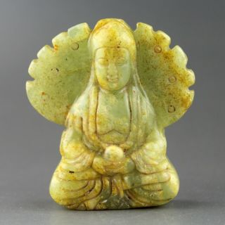 2.  4  China Old Green Jade,  Chinese Hand - Carved Jade Buddha Statue Pendant 0884