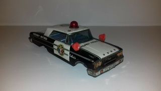 Antique Tin Toy Japanese Aoshin Asc Ford Galaxy Police Car Shell Patrol Japan