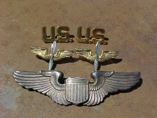 Wwii Usaaf Sterling Pilot Wings Etc Insignia Set