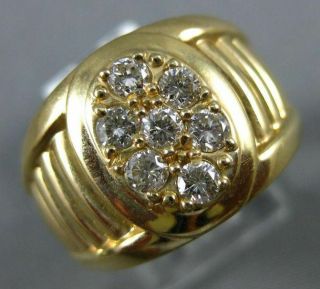 Estate Wide.  56ct Diamond 14kt Yellow Gold 3d Cluster Oval Men 