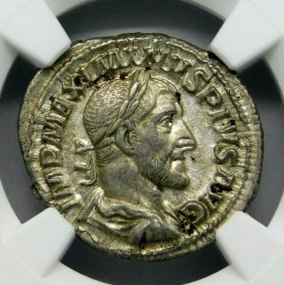 Ngc Au.  Maximinus I.  Outstanding Denarius.  Ancient Roman Silver Coin.