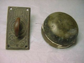 1 Antique Brass Victorian Twist Turn Mechanism Door Bell Knob And Bell