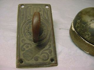 1 antique brass victorian twist turn mechanism door bell knob and bell 3