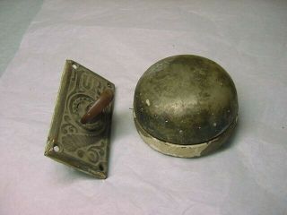 1 antique brass victorian twist turn mechanism door bell knob and bell 7