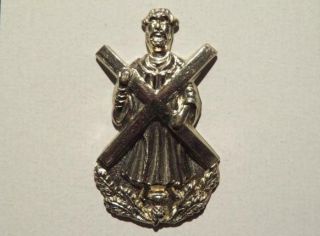 Blackwatch Royal Highlanders Wwii/pre - Wwii White Metal Sporran Badge