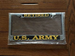U.  S.  Army Retired Chrome Plated Metal Enameled License Plate Frame