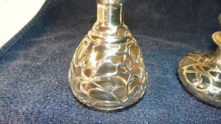 Art Nouveau 1890 ' s Alvin Sterling Silver Overlay Perfume Bottles - 3