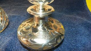 Art Nouveau 1890 ' s Alvin Sterling Silver Overlay Perfume Bottles - 4