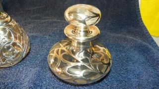 Art Nouveau 1890 ' s Alvin Sterling Silver Overlay Perfume Bottles - 6