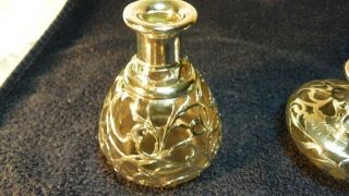 Art Nouveau 1890 ' s Alvin Sterling Silver Overlay Perfume Bottles - 8