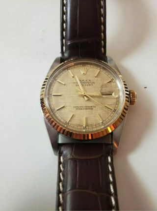 Rolex Datejust 16013 Champagne Linen Dial Vintage Watch (year 1980)