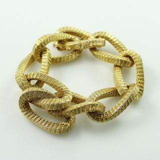 Antique Vintage Deco Retro 18k Yellow Gold Italian Chunky Weave Link Bracelet 2