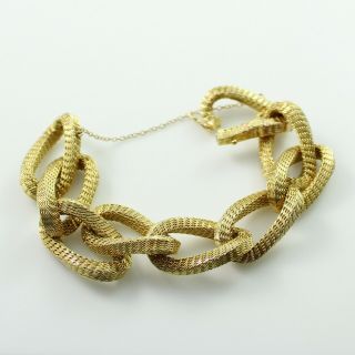 Antique Vintage Deco Retro 18k Yellow Gold Italian Chunky Weave Link Bracelet 4