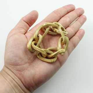 Antique Vintage Deco Retro 18k Yellow Gold Italian Chunky Weave Link Bracelet 5