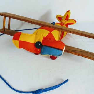 70s Toy Banbury Cross Margaret Chesley Handmade Biplane Plush Toy Minnesota
