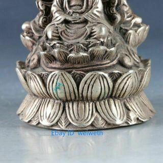 Chinese tibet Silver Hand Carved Buddha Statue W Ming Dynasty Xuande Mark 4