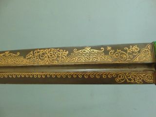 ANTIQUE TURKISH QAMA SHORT SWORD / KINDJAL DAGGER with GOLD INLAY - 19th Century 3