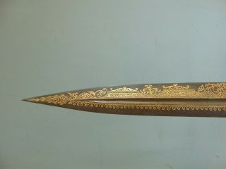 ANTIQUE TURKISH QAMA SHORT SWORD / KINDJAL DAGGER with GOLD INLAY - 19th Century 4