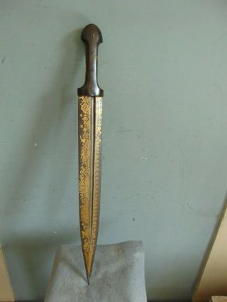 ANTIQUE TURKISH QAMA SHORT SWORD / KINDJAL DAGGER with GOLD INLAY - 19th Century 5