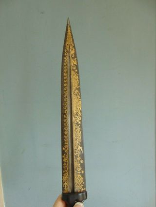 ANTIQUE TURKISH QAMA SHORT SWORD / KINDJAL DAGGER with GOLD INLAY - 19th Century 9