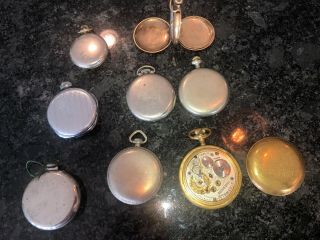 POCKET WATCH COLLECTOR ' S DREAM (8) VINTAGE WATCHES NON - FOR PARTS/REPAIR 5