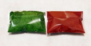 Set Of Aoko (green) And Akako (red) Powder,  Nugui For Japanese Sword Polishing