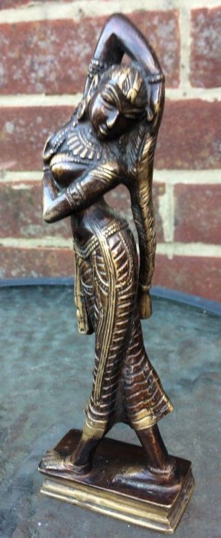 Old Indian Bronze / Brass Dancing Figure Sculpture.  Heavy Cast