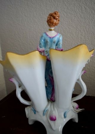 Rare Richard Klemm Dresden Germany Porcelain Figurine Vase Lady In Blue 10 