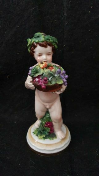 Antique Muller Volkstedt Porcelain Figurine Cherub Four Seasons Putti