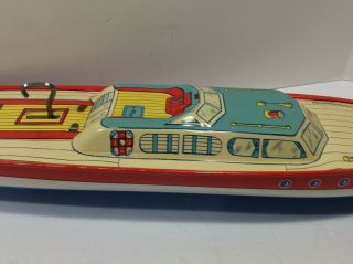 Vintage 1950 ' s Tin Boat Toy J.  Chein USA Peggy Jane Tin Wind Up Tin Toy 3