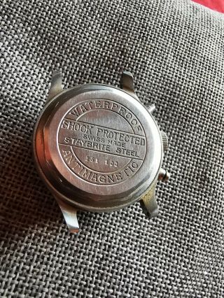 Mulco Chronograph Valjoux 22 Vintage Men ' s Watch for repair Staybrite case 10