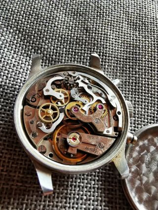Mulco Chronograph Valjoux 22 Vintage Men ' s Watch for repair Staybrite case 12