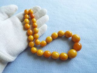 VINTAGE - ANTIQUE NATURAL BALTIC OLIVE BEADS AMBER NECKLACE 73GR 6