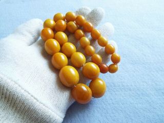 VINTAGE - ANTIQUE NATURAL BALTIC OLIVE BEADS AMBER NECKLACE 73GR 7