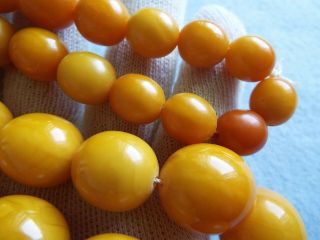 VINTAGE - ANTIQUE NATURAL BALTIC OLIVE BEADS AMBER NECKLACE 73GR 9