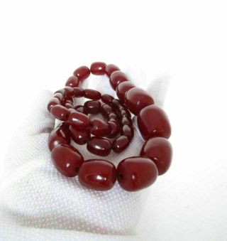 Antique Natural Cherry Amber Bakelite Faturan Beads Necklace 106 grams 11