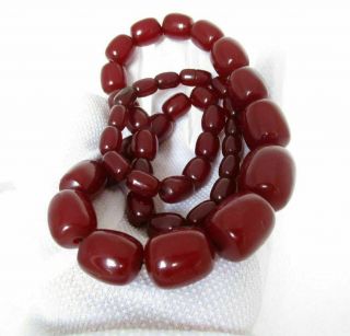 Antique Natural Cherry Amber Bakelite Faturan Beads Necklace 106 Grams
