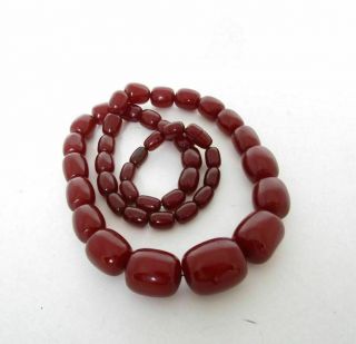 Antique Natural Cherry Amber Bakelite Faturan Beads Necklace 106 grams 8