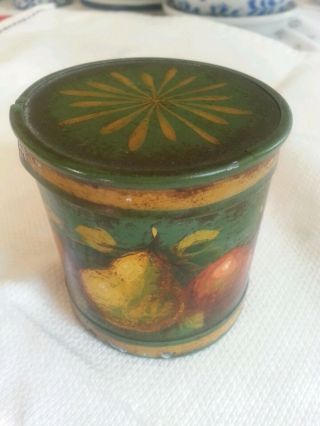 Signed Peter Ompir Folk Art Hand Painted Tin Box W/fruit Antique Vintage Classic