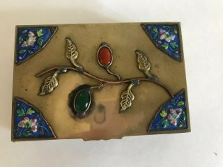 Antique Chinese Brass Cloisonne Enamel Hinged Box Circa 1900 ' s 2